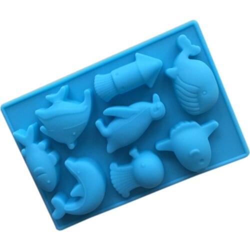 8 Even Marine Life Shaped Silicone Fondant Molds Household DIY 3D Chocolate Mold Candy Cake Decorating Tools