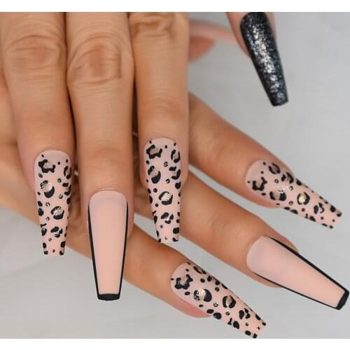 Glitter Nails Tips With Design Charms Mex&Match Wild Supplies For Professionals Press On Nails Coffin Extra Long EchiQ Nails Set