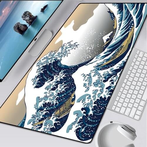 XXL Great Wave Off Mouse Pad Art Large Overlock Edge Mat Rubber Speed PC Computer Gaming Mousepad Waterproof Desk Keyboard Mat