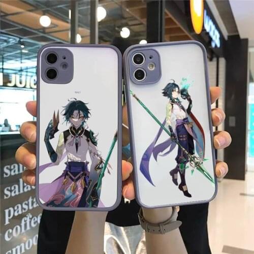 Genshin impact Characters Protection Bumper Case For iPhone 12 11 Pro XS Max XR X 8 7 Plus Translucent Matte Shockproof Cover