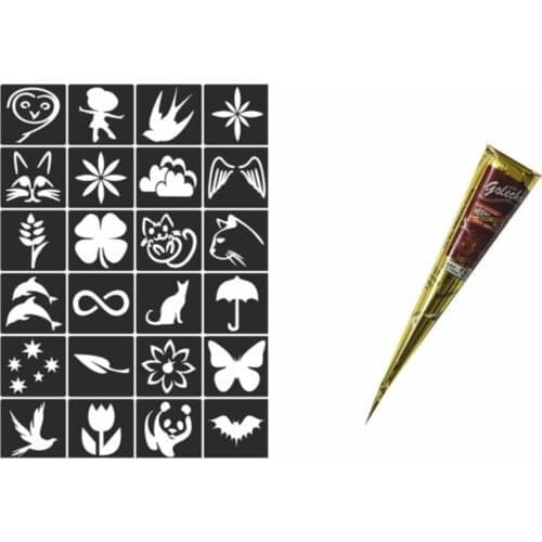 Henna Mould, temporary Tattoo Template + Golecha Indian henna henna хна для бровей henna powder плетка