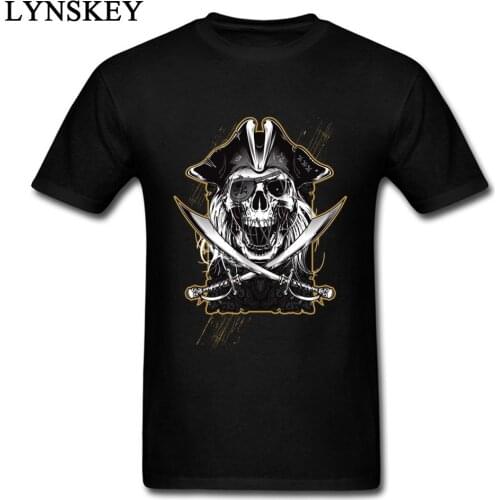 Death Knight T-shirt Men Pirate Skull Tshirt Caribbean Swordsman T Shirt Punk Heavy Metal Tops Tees Cotton Horror Tshirts