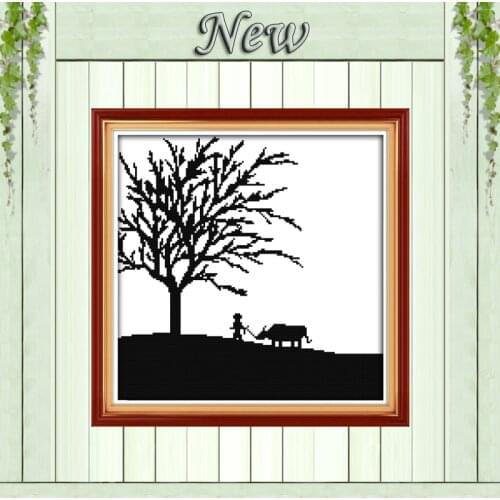 Setting sun tree Vietnam scenery painting counted printed on canvas DMC 11CT chinese Cross Stitch Needlework Set Embroidery kits