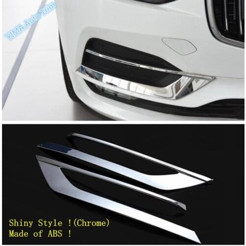 Lapetus Front Bumper Fog Lights Lamps Cover / Frame Trim Fit For Volvo S90 2017 2018 2019 Car Styling Molding Accessories