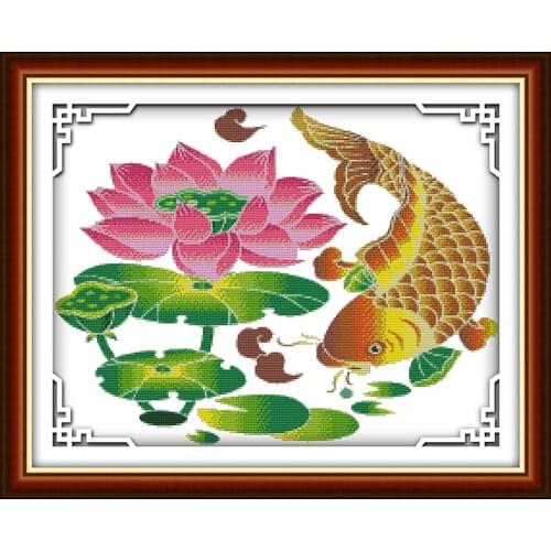 Lucky(1) cross stitch kit 14ct 11ct pre stamped canvas cross stitching animal lover embroidery DIY handmade needlework