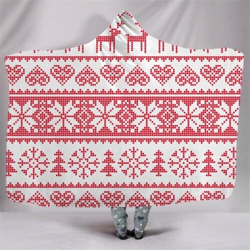 Merry Christmas Festival Colorful Hooded Blanket Sherpa Fleece Xmas Wearable Plush Thick Throw Blanket on Bed Sofa Thick