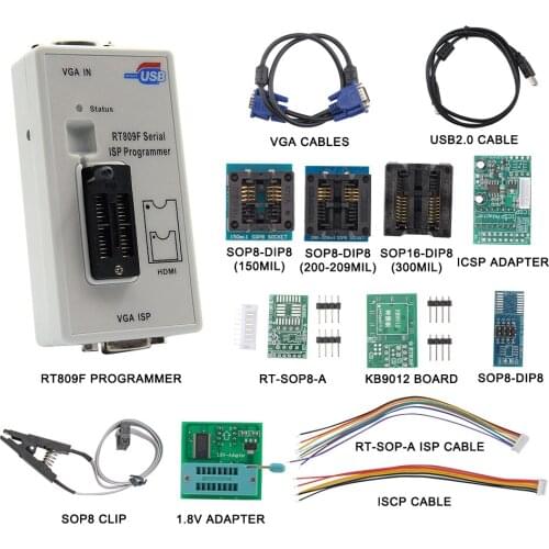 RT809F ISP Programmer RT809 LCD USB Programmer Repair Tools 24-25-93 serise IC with 11 Adapters