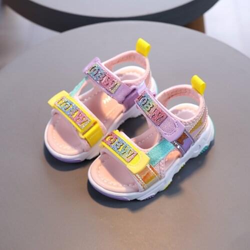 2021 Size 21-30 New Children Sandals Fashion Boys Girls Shoes Baby Toddler Summer Beach Sandals Mesh Breathable Non-slip Shoes