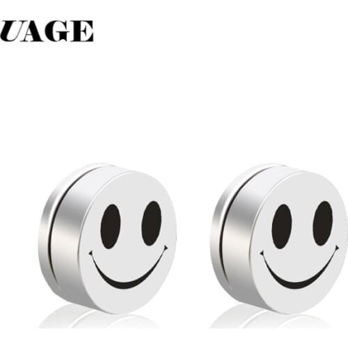 UAGE Stainless Steel Magnetic Stud Earrings For Men Women Kids Boy Titanium Without Piercing Magnets No Ear Hole Earring Jewelry