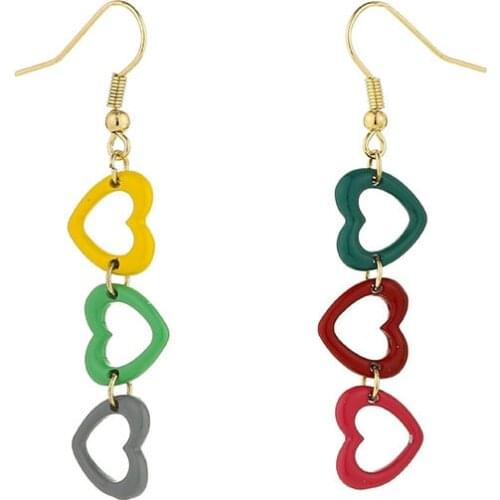 Fashion Contrast Color Long Heart-Shaped Earrings For Women Kawaii Party Decoration Jewelry Friends Gifts 2021 New Trend