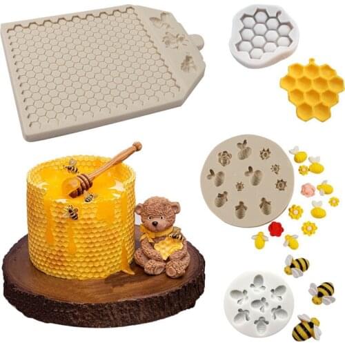Bees Honeycomb Silicone Mold Textured DIY Fondant Chocolate Cupcake Sugarcraft Mould Cake Decorating Tools Kitchen Baking Tools