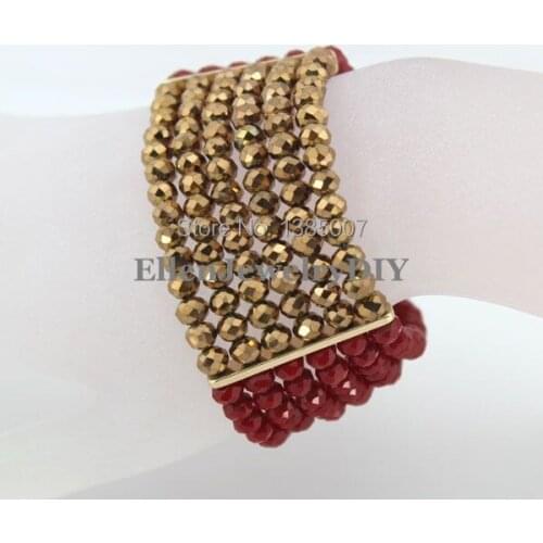 Stylish 6 Row Crystal Bracelet Nigerian Crystal Beads Bracelet Statement Bridesmaid Bracelet Wedding Gift African Bridal Jewelry