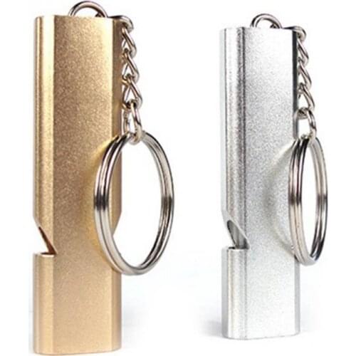 High Quality Double Pipe Whistle High Decibel Stainless Steel Outdoor Emergency Survival Whistle Keychain Cheerleading Whistle