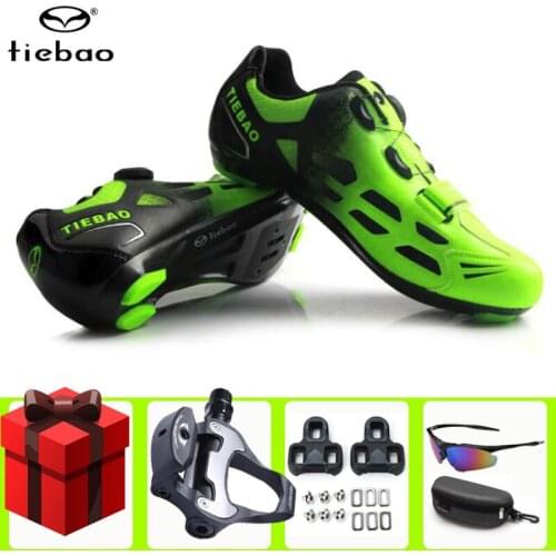 Tiebao Cycling Shoes Men Green Sapatilha Ciclismo Professional Road Bicycle Shoes Self-locking Spinning Women Sneakers