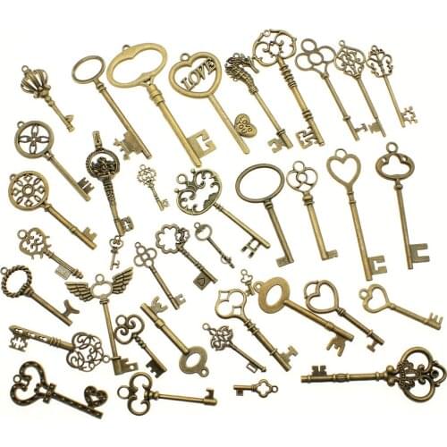WYSIWYG 100g Antique Bronze Color Zinc Alloy Random Mix Styles Key Charms Jewelry Findings DIY Accessories For Jewelry Making
