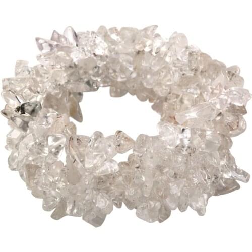 YACQ Clear Quartz Stretch Cuff 5 Layer Braided Chunky Chakra Bracelet Handmade Jewelry Bridal gift for Women Girls Mom