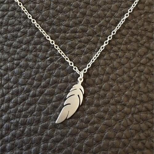 New Fashion Female Smooth Feather 925 Sterling Silver Jewelry Personality Clavicle Chain Pendant Necklaces DG03