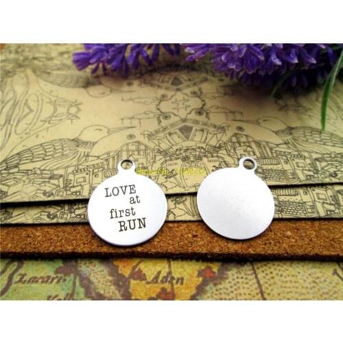 10pcs-stainless steel Charms "love at first run" DIY Charms Pendants for necklace/bracelet/keychain DIY jewelry