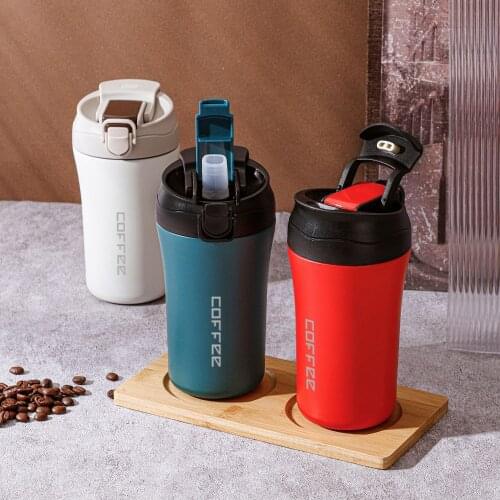 400ml Stainless Steel Tea Thermos Cup Travel Coffee Travel Mug Car Hot Water Bottle With Straw Lid Vacuum Flask
