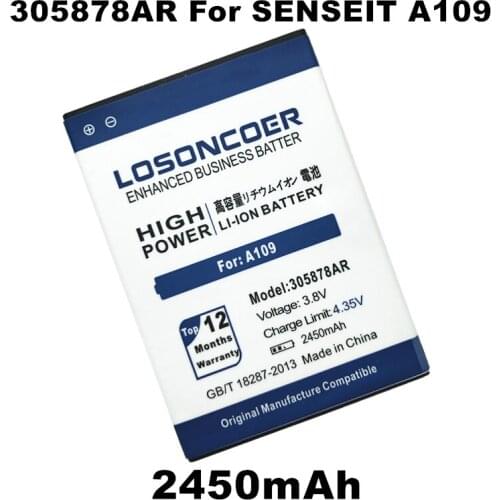 LOSONCOER 2450mAh 305878AR Battery For SENSEIT A109 Battery