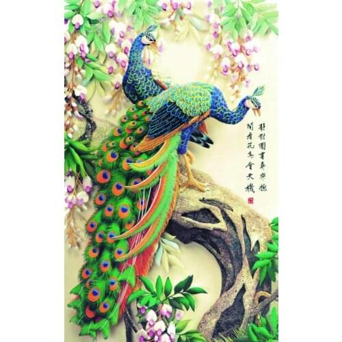 Diamond Embroidery 3D Diamond Paintings Rhinestone Pasted Cross Stitch Diamond Mosaic Peacock New Room Decor