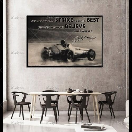 Auto Racing Driver Racer Car Retro Poster You Must Always Strike To Be The Best Wall Art Prints Home Decor Canvas Unique Gift