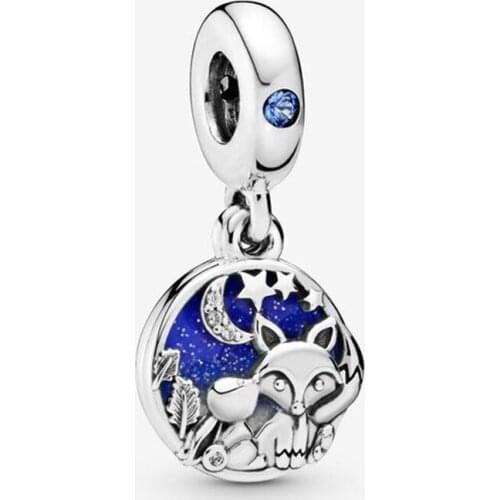 Fox and Bunny Charm Genuine 925 Sterling Silver Fit Original 3mm Bracelet Bangle Making Fashion DIY Jewelry For Women