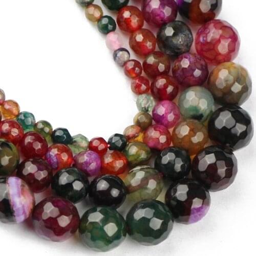 JHNBY Faceted Round Tourmaline carnelian beads High quality Natural Stone Loose beads 4/6/8/10MM Jewelry bracelet making DIY