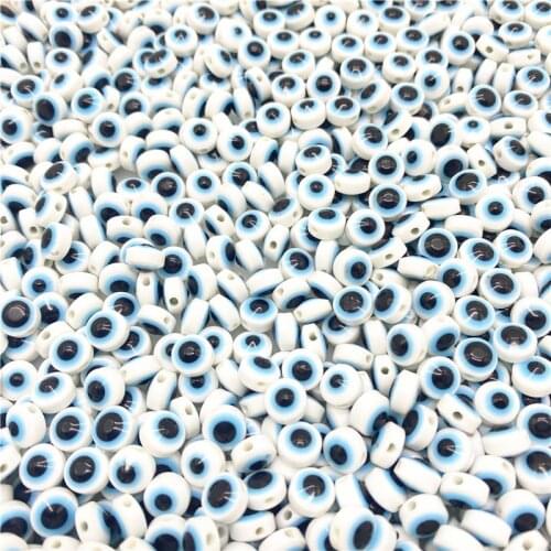 50Pcs 8/10mm Oval Beads Evil Eye Resin Spacer Beads for Jewelry Making DIY Bracelet Beads Accessories #03