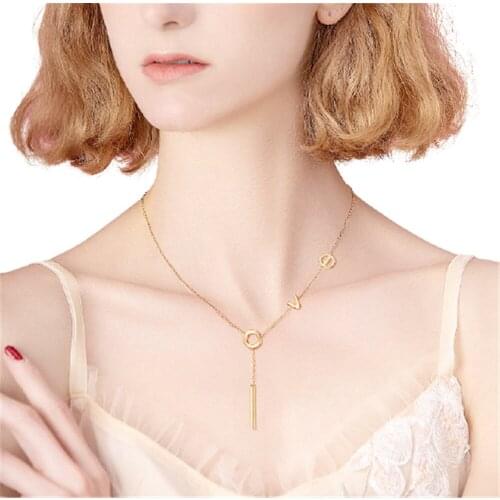 316L Stainless Steel Fashion Letter Love Necklace Female Retro Personality Letter Clavicle Chain
