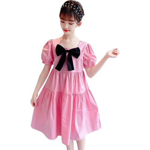 Girl Dresses Big Bow Girls' Dresses Summer Kids Dress Casual Style Costumes For Girls 6 8 10 12 14