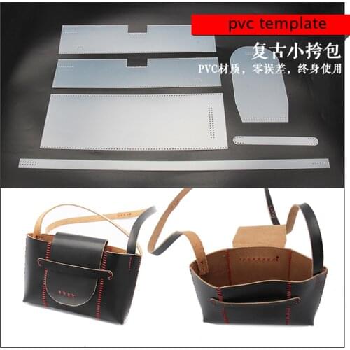 DIY leather craft women hand sewing shoulder bag pvc template pattern set