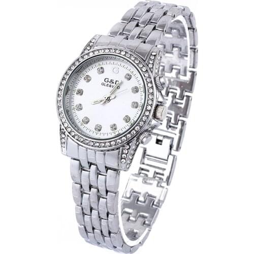 G&D Luxury Brand New Womens Watch Silver Fashion Casual Ladies Dress Watch Business Quartz Watches Luminous Stainless Steel