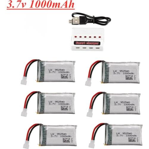 3.7v 1000mAh Lipo Battery Charger Set for Syma X5 X5C X5SC X5SW TK M68 MJX X705C SG600 RC Drone Spare Part 3.7V 952540 Battery