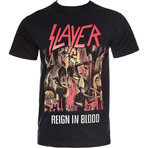 Slayer Reign In Blood Thrash Metal Licensed Tee T-Shirt Men Novelty O-Neck Tops