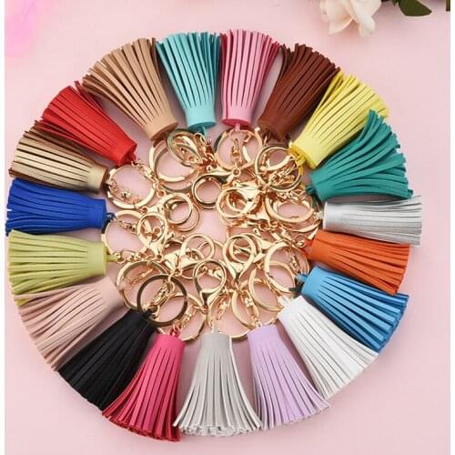 Fashion Hot Sale PU Leather Tassel Keychains Key Holder Metal Keyring Women Bag Charm Pendant Car Decoration Gift Accessories