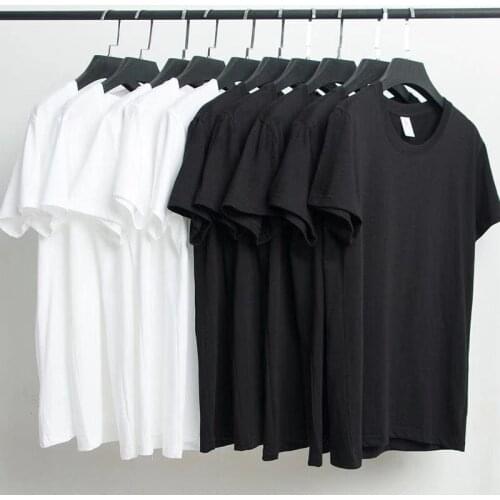 100% Cotton 2pieces/bg Mens Cotton Short Sleeve T-Shirt Solid Color O-Neck Teen Sleeve Bottoming Shirt Tide T-Shirt Man 100kg