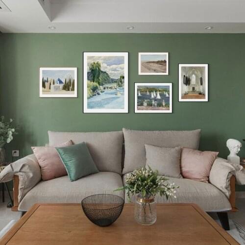 White Building Beach Sail Sea Island Wall Art Canvas Painting Nordic Posters Prints Wall Pictures For Living Room Home Decor