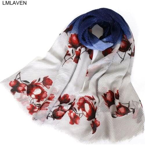 New crinkle hijab womens floral print glitter scarf lurex viscose Silver shimmer head scarves muslim wraps hijab pashmina