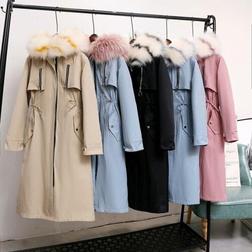 2021 Winter New Style Thick Overcome Mother and Daughter Mink Fur Liner Fox Fur Collar Removable Mid-length Coat Fur Parkas