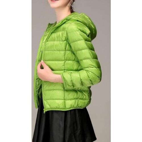 Fashion New Womens Short Down Jackets 2021 Spring Autumn Lady Ultralight Thin Zipper Coats Ladies Slim Solid Hooded Outerwear