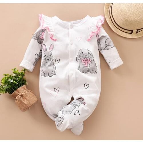 Newborn Baby Girl Clothes Cotton New Born Infant Girls Jumpsuit Onesies Fall Footed Pajamas Onsie Outfits 0 3 6 9 12 Months