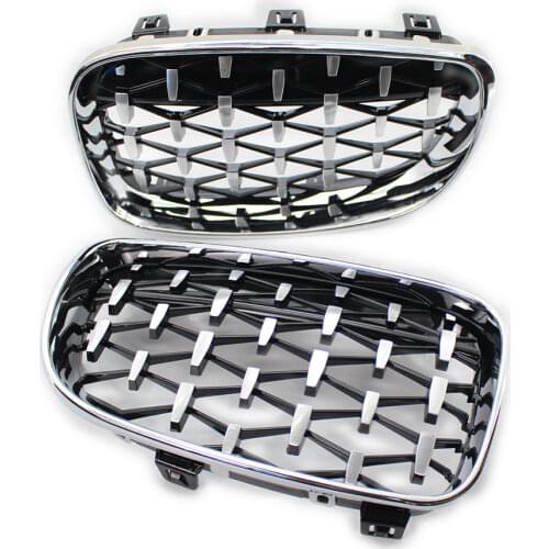 A Pair Diamond Grille Racing Grills Decoration For BMW 1 Series E81 E87 118i 120i 125i 2007-2012 Front Grill Auto Accessories