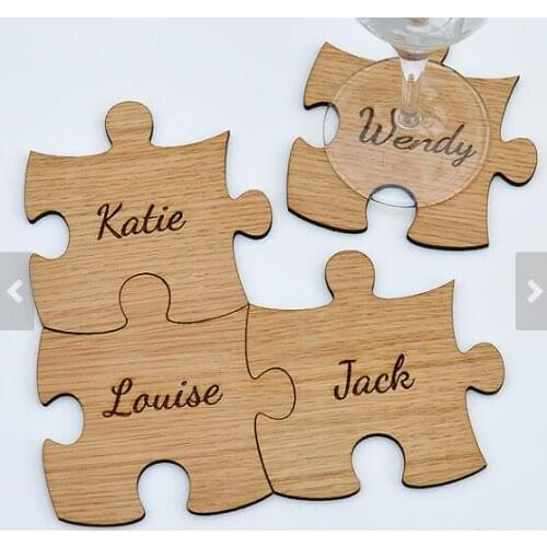 Personalised names Wooden Family Jigsaw Puzzle table Coasters mats New Year Christmas gifts favors