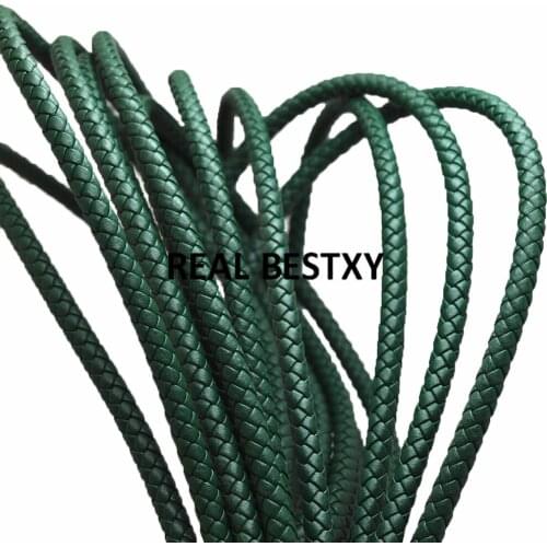 2m/lot approx: 6mm Green Round Braided Leather Cord Rope String Thread Cord For DIY Necklace Bracelet Jewelry Making Accessories