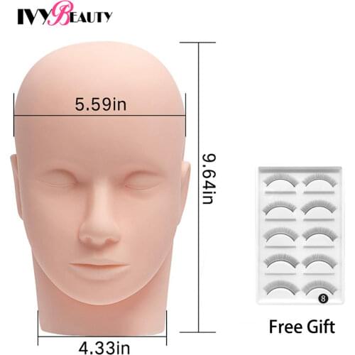 Pro Training Mannequin Flat Head Practice Make Up Eye Lashes Eyelash Extensions, Training Head Manikin Cosmetology Doll Head