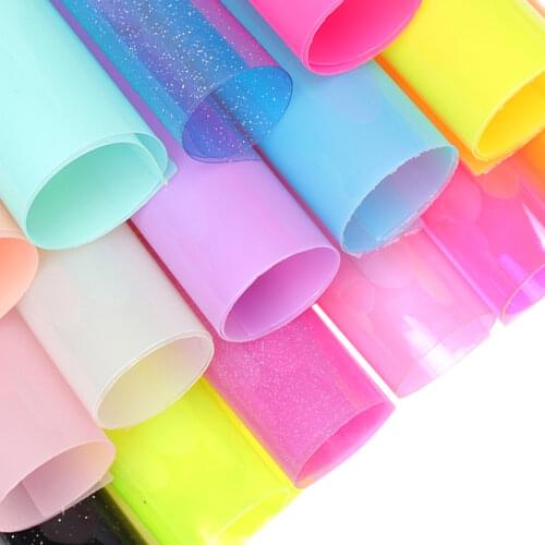 Cheerbows Jelly Faux Leather Sheets Leather Fabric for Needlework Candy Transparent Vinyl Fabric DIY Summer Party Decor Supply