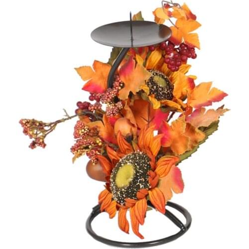 Christmas Thanksgiving Halloween Candlestick Decoration Maple Leaf Analog Candlestick Decoration