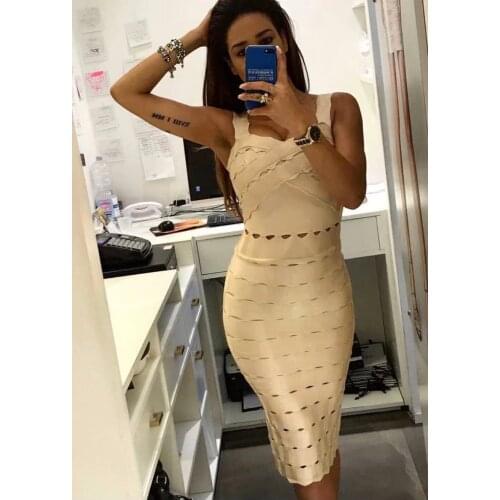 Chic Graceful Hollow Out Sexy Spaghetti Strap Mini Wholesale Women Celebrity Bandage Dress