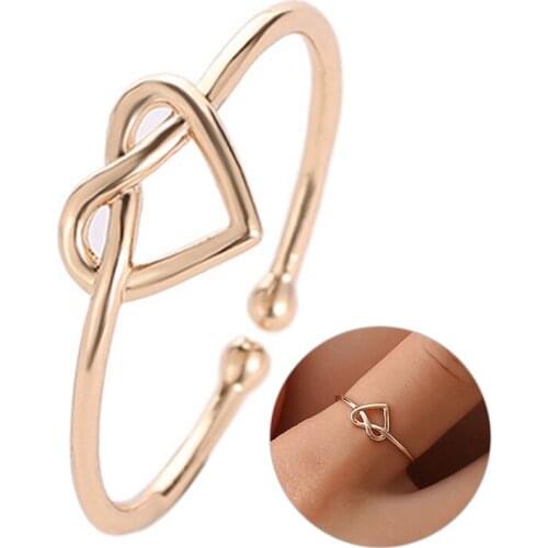 Vintage Ring Everyday Jewelry Minimal Minimalist Heart Knot Rings For Women Men sweet Color Simple Gifts